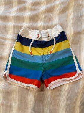 Mini Boden Boy’s Stripe Swim Trunks